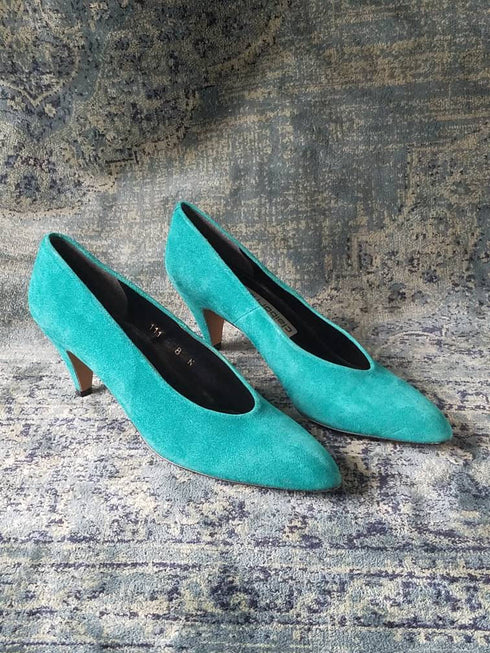 1980's Teal Heels - Size 8 Narrow
